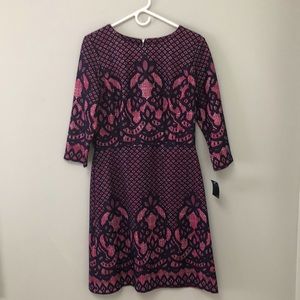 Navy/pink lace overlay dress size 10 NWT